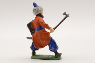 Turk fighting with hammer, square shield and turban